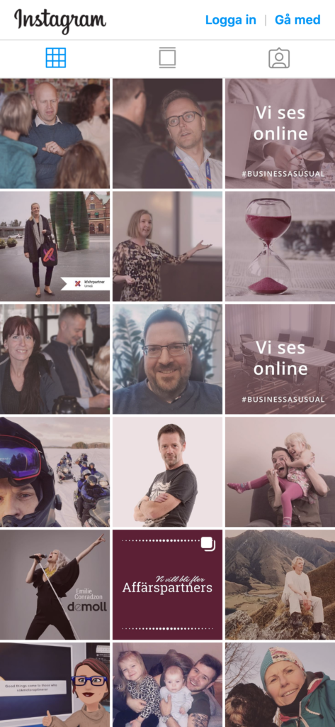 Flöde, Instagram-konto