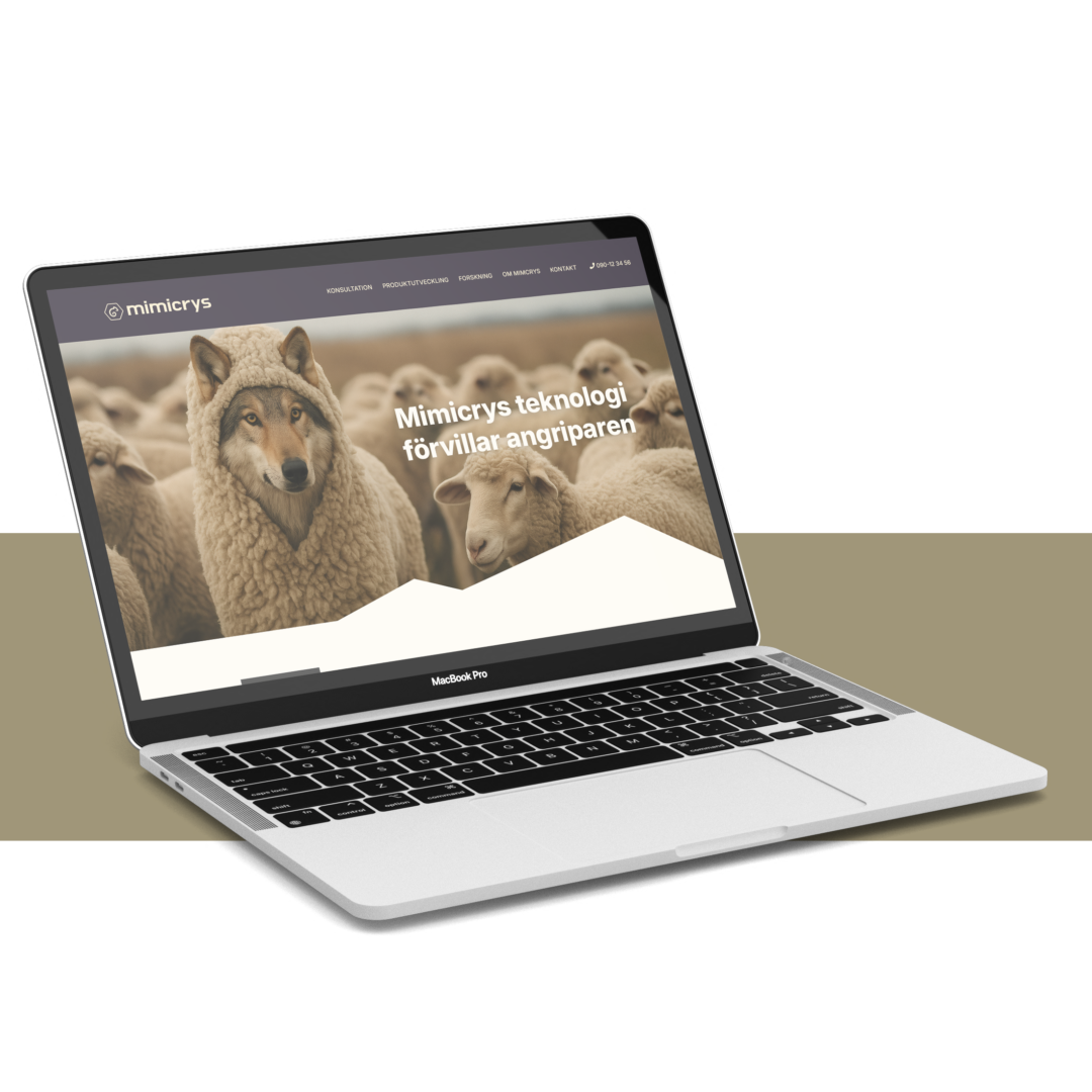 Mockup Mimicrys webbplats